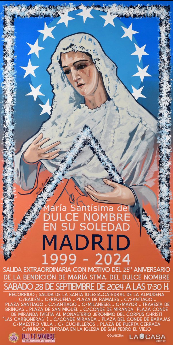 CARTEL SALIDA EXTRAORDINARIA MARÍA SANTÍSIMA DEL DULCE NOMBRE EN SU SOLEDAD. 

Sábado 28 de Septiembre a las 17.30 horas desde la Catedral de la Almudena.

<a href="/archimadrid/">Archidiócesis de Madrid</a> 
<a href="/LaLiradePozuelo/">La Lira de Pozuelo</a>