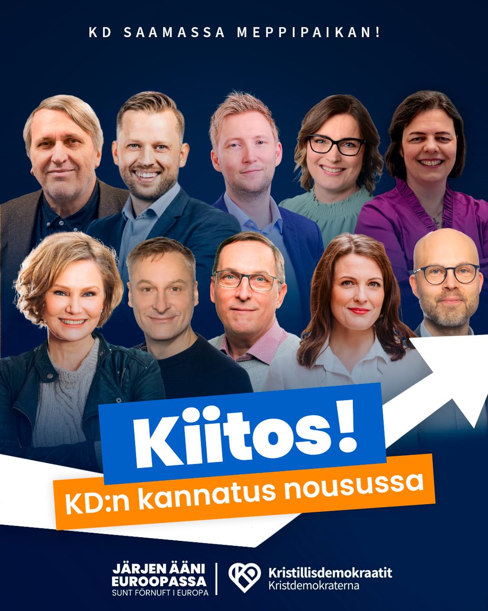 Valovoimainen ja asiantunteva lista. Äänestä numeroita 22 - 31 ja turvaa #järjenääni kuulumaan EU:ssa. #kristillinenarvopohja Lue lisää kd.fi <a href="/ER_Korhola/">Eija-Riitta Korhola-Dunderfelt</a> <a href="/AkiRuotsala/">Aki Ruotsala</a> <a href="/KHiippavuori/">Katriina Hiippavuori</a>  <a href="/MarikaVisakorpi/">Marika Visakorpi-Kemppainen</a>   <a href="/terantomppa/">Tommi Terä</a>