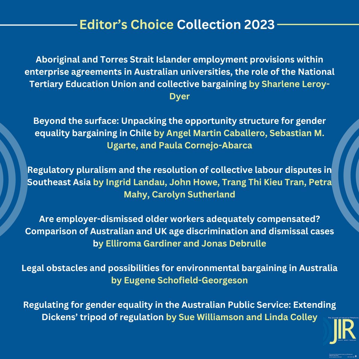In early 2024, Amanda Pyman and <a href="/LTaksa/">Lucy Taksa</a>, alongside their deputy editors <a href="/colesamanda/">Amanda Coles</a>  and Donella Caspersz, curated an Editor's Choice Collection 2023 that's reshaping industrial relations discourse 🇦🇺 from Australia to the globe 🌎 buff.ly/3R0GBiJ