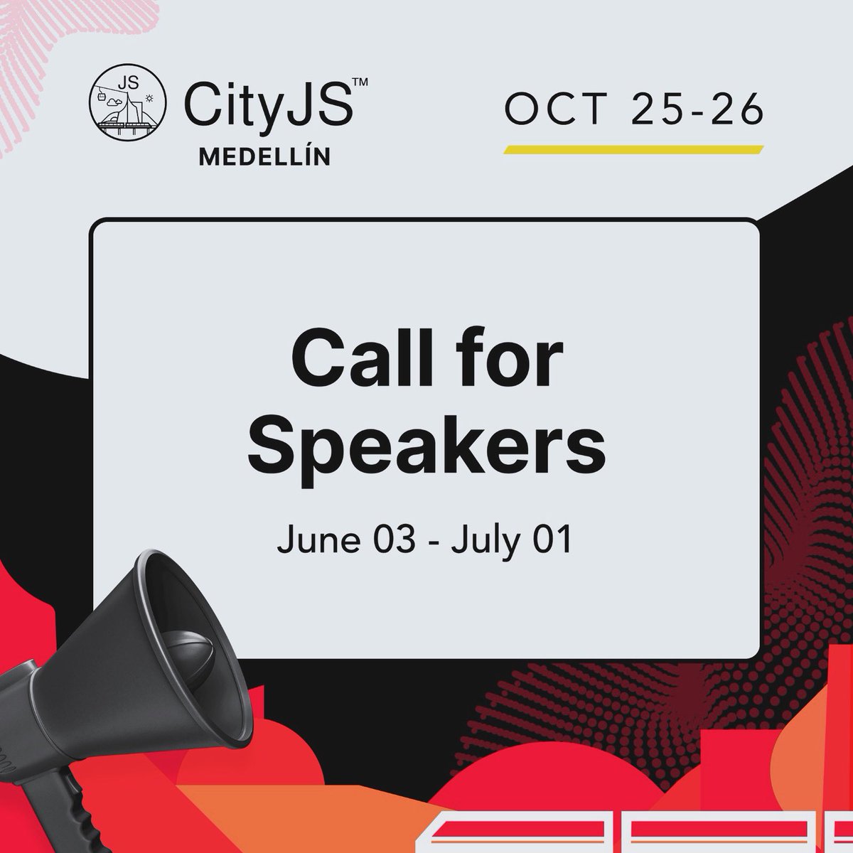 Don't miss this unique opportunity to be part of CityJS Medellin! Post your talk or workshop now: sessionize.com/cityjs-medelli… #CityJSMedellin #CFP #JavaScript #Conference.