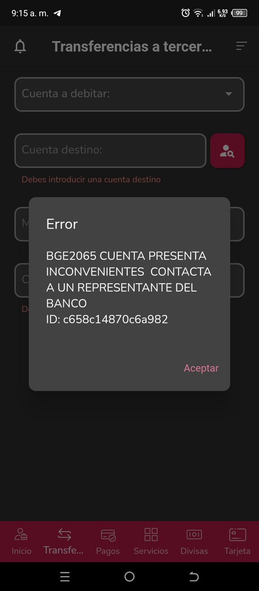 Gst129's tweet photo. @BcodeVenezuela Casi 1 mes con todo mi dinero retenido por ustedes y sin respuesta alguna no dan ni el derecho a la defensa ni explican motivos justificables #bdv #bloqueo #injusticia #venezuela @SudebanInforma @TarekWiliamSaab https://t.co/TITfDcNJRm