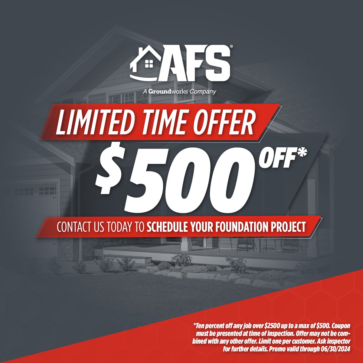Kick off your summer home improvement project by saving up to $500 on any project in June
✅ Basement waterproofing
✅ Concrete lifting
✅ Crawl space rep Foundation repair
Instantly book your free inspection online and claim this limited-time offer today! ground.works/4aM6JVJ