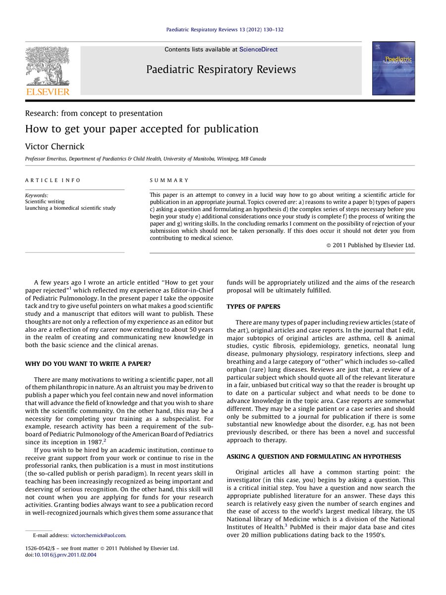 How to get your Paper Accepted for Publication (1/3)