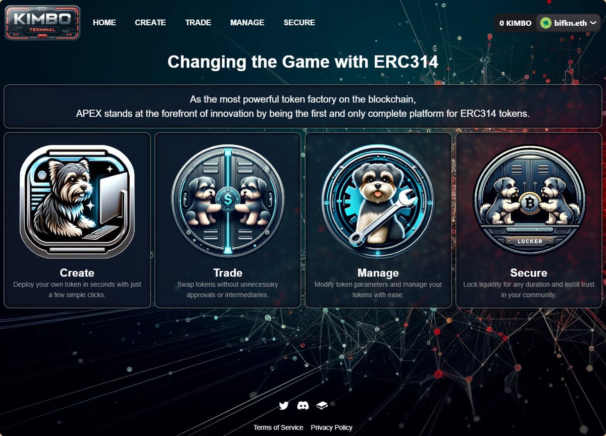 📢The Kimbo version of <a href="/apex314_defi/">APEX | All-in-one DeFi</a> is available on Kimbonet test! (A subnet of Avalanche).

kimboterminal.netlify.app

It's been submitted to the <a href="/KimboAvax/">Kimbo</a> Hackathon.

Follow <a href="/KimboAvax/">Kimbo</a> for more details.