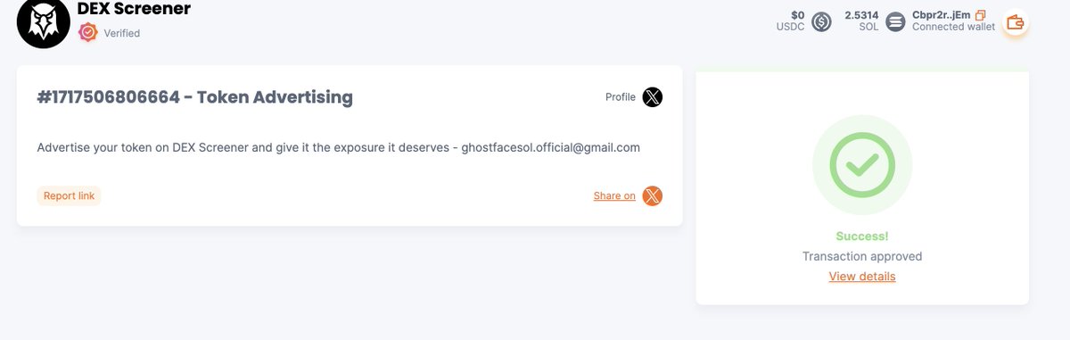 🚀 Ghost Face team applied for the banner Ads on Dexscreener 

🤝 Here the proof Just hold and stick with us its just started 

💎 Huge marketing is on its way 

👻👻 Trade here: raydium.io/swap/?inputCur…