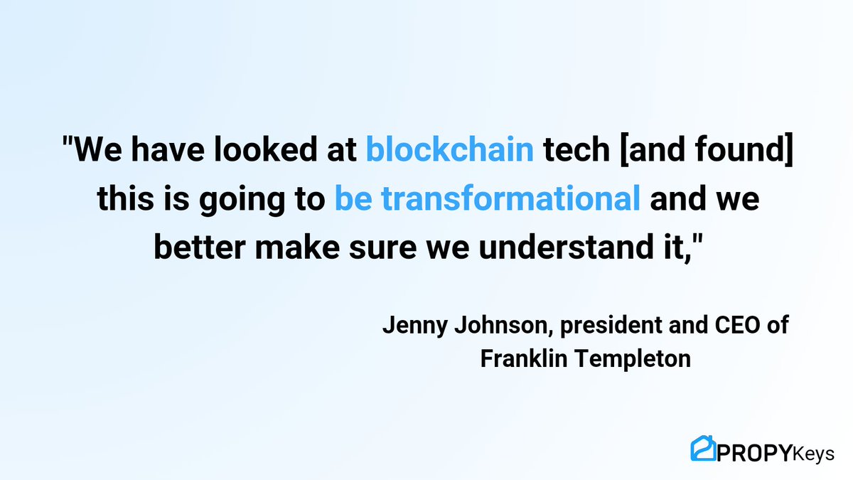 GM! Here's a gem from Jenny Johnson, CEO of Franklin Templeton, at #Consensus2024.

🔍 Blockchains offer a single "source of truth" and record transactions faster than conventional methods. This can slash costs and lighten admin loads.
💡 Example? Tokenization! Real-world assets