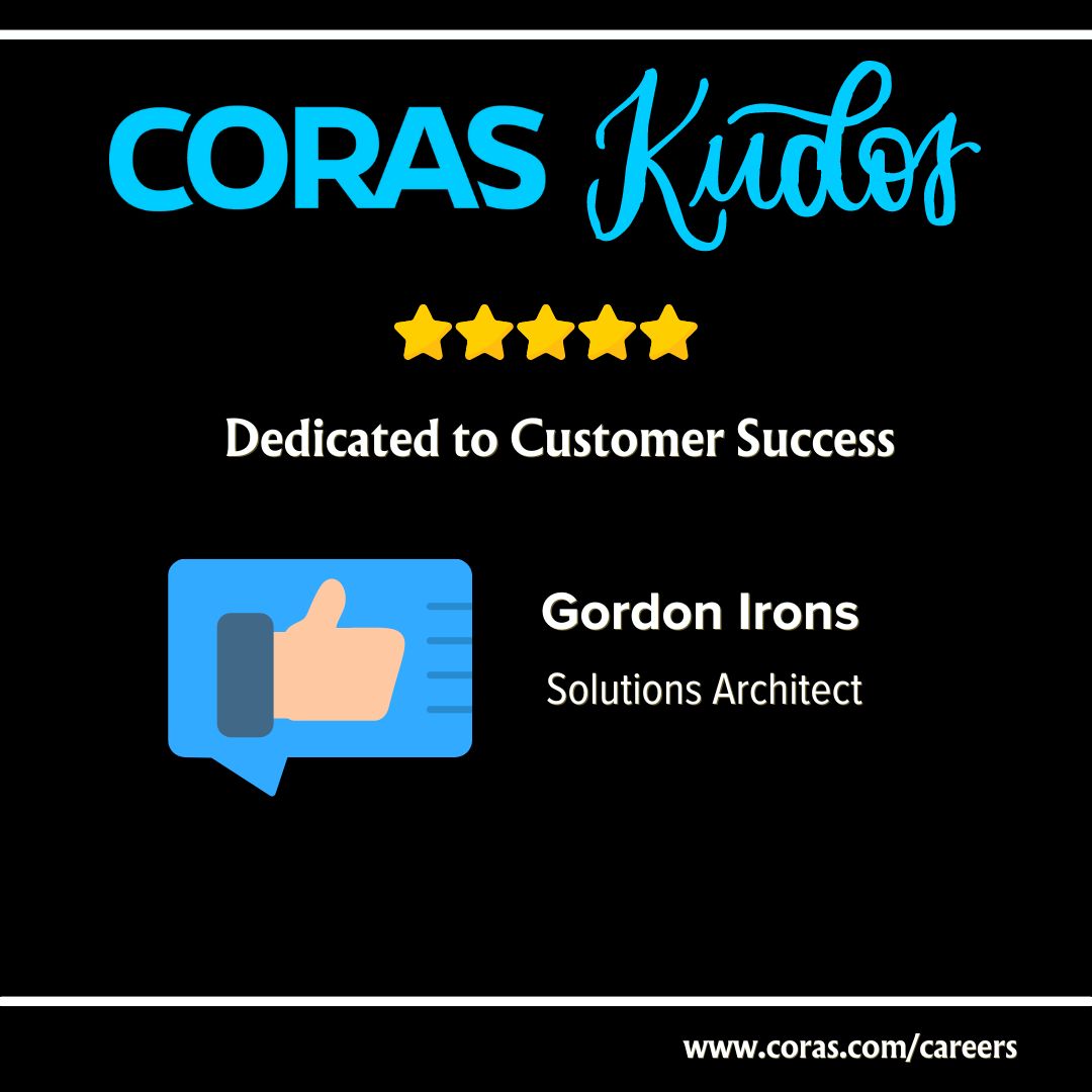 thinkcoras's tweet image. May #Kudos to Gordon Irons, a #gentleman, #solutionsarchitect, and #scholar, for always delivering to customers and CORAS Team members. You're the best. #CustomersFirst #DoD #DataAnalytics #CustomerSuccess #USN