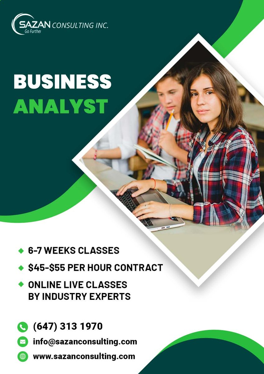 Kickstart your IT career with us! Explore Business Analysis Training highly sought-after skills across industries. Call 6473131970 or email info@sazanconsulting.com #businessanalysts #canadaitjobs #newcomers #sales #recruiting #businessdevelopmentexecutive #GTA