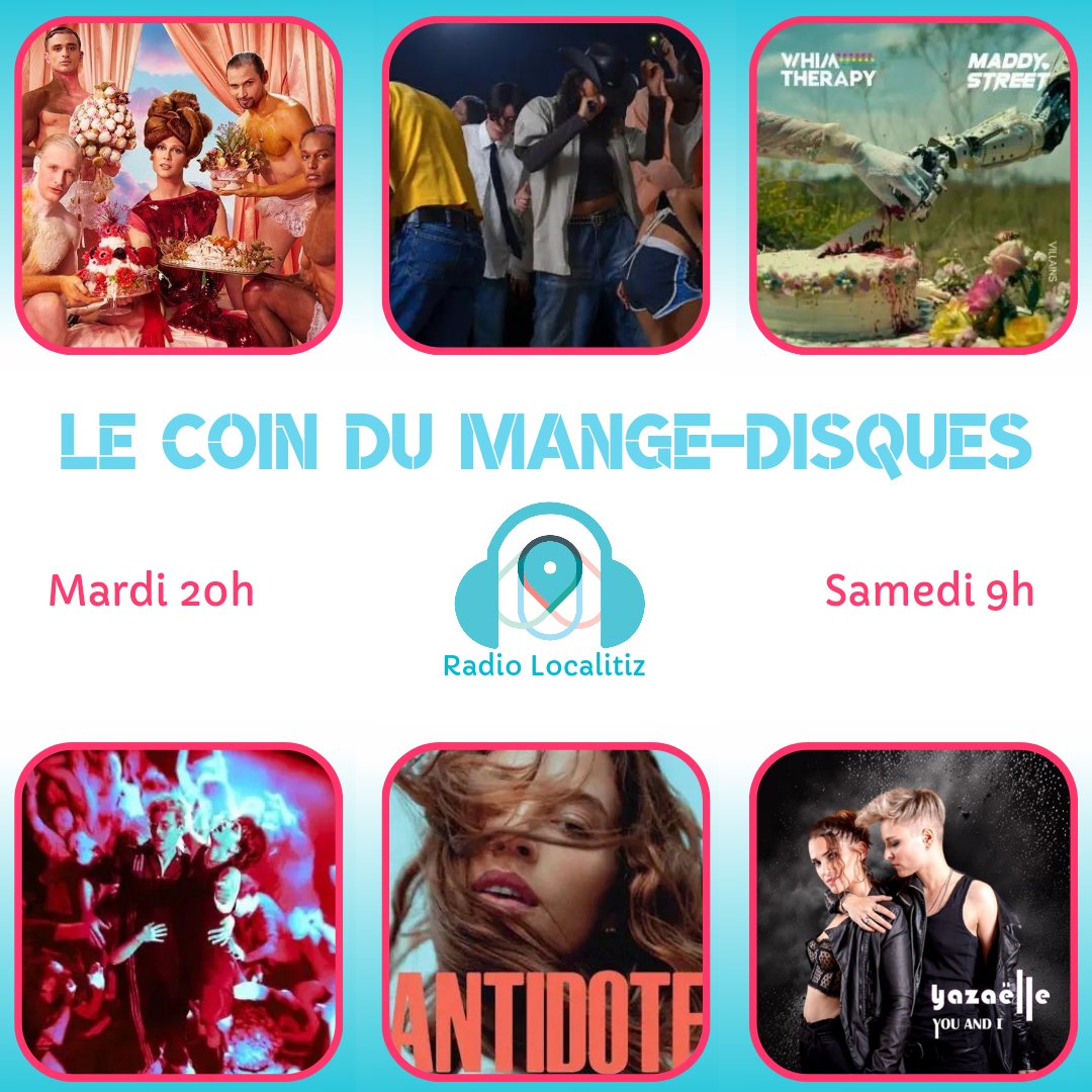 Avant dernier épisode de l'émission "Le Coin du Mange-Disques" , spécial PRiDE 🏳️‍🌈🏳️‍⚧️✨

 avec : 
<a href="/RomainBrau/">romain brau</a>
@findinxantidote 
AKIRA &amp; LE SABBAT 
ELOI
<a href="/Yazaelle1/">Yazaelle</a>
 WHIM THERAPY &amp; <a href="/MaddyftChords/">Maddy Street</a> 

En écoute ce soir à 20h (rediff samedi à 9h) sur radiolocalitiz.fr