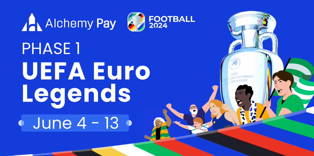 AlchemyPay's tweet photo. ⚽️Experience the thrill of UEFA Euro Legends! Share captivating stories of star players in the #UEFAEuro -story channel on Discord or Telegram.⭐️Unlock a bonus UEFA Euro OAT whitelist spot by collecting over 10 soccer icons on Discord or 10 like icons on Telegram. Join now!  $ACH