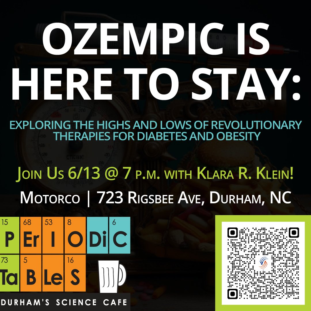 Discover how a hormone from lizard venom revolutionized diabetes and weight management with expert Klara R. Klein, MD, PhD. Don’t miss this awesome discussion!
 🗓: Thursday, June 13th, 7 - 8 p.m.
📍: Motorco Music Hall, Durham, NC
RSVP Here: duke.is/g/wmuk