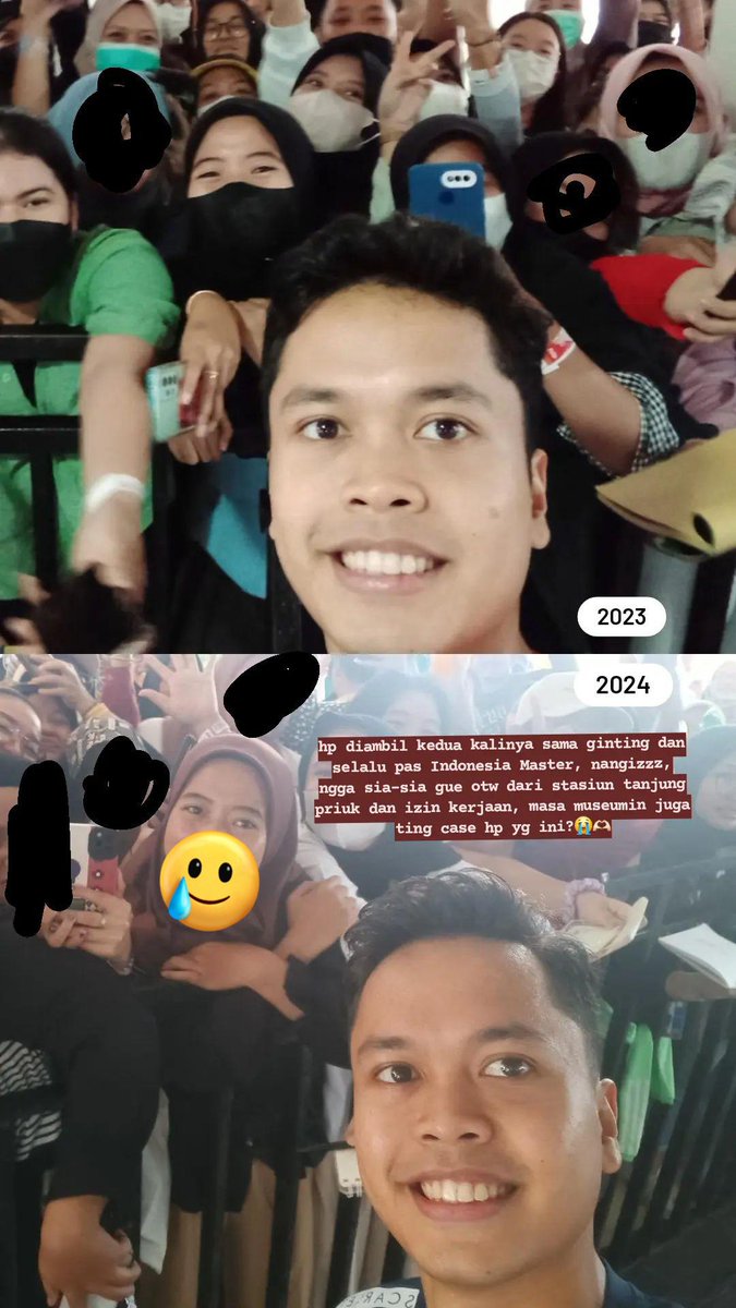 ginting, sedih banget gue, IO tahun ini kita ngga bisa ngulang foto kayak gini lagi gara-gara gue belinya day 3 karna optimis bakal lolos, taunya...😭💔