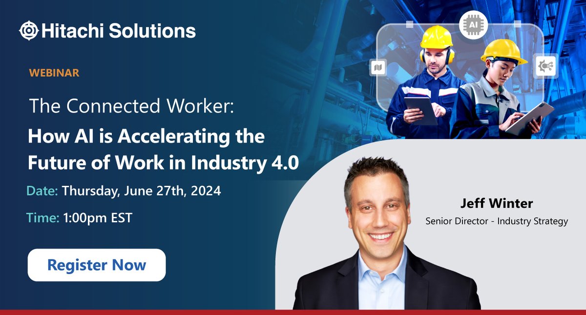 HitachiSolCa's tweet photo. Throughout history, the right tool in the right hands has sparked transformation. AI is that tool today, set to make a global impact. Manufacturers, your moment to lead in this AI era is now. Join Jeff Winter in our webinar to explore this transformation. https://t.co/zRRmxNJHZx https://t.co/za2gDUMfcE