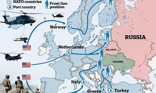 BREAKING: NATO now planning to get US troops to the front-line to fight RUSSIA.. What are they thinking? NATO has disclosed its preparations to deploy American troops to the European frontlines in the event of a full-scale conflict with Russia. Innovative 'land corridors'