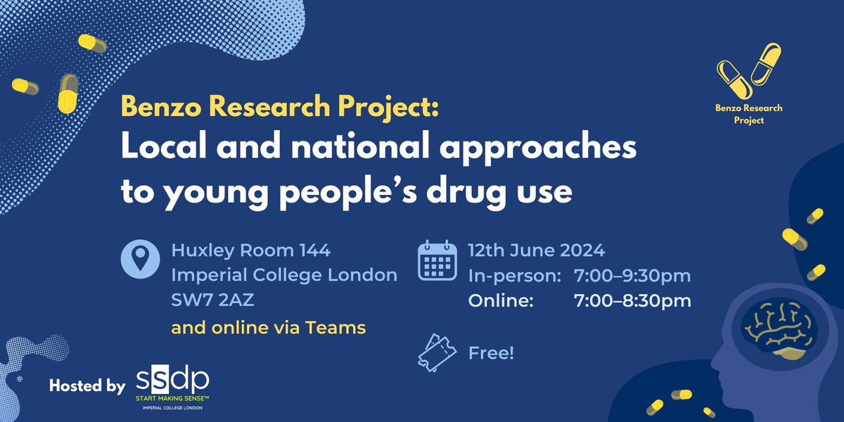 📣 Join us at SSDP Imperial and hear from our volunteers about “Local and national approaches to young people’s drug use”!

🕖 7 pm, 12th June 2024
📍 Huxley LT 144, 180 Queen’s Gate, South Kensington SW7 2AZ (and online!)
🎟️ Free, sign up here: brp2024.eventbrite.co.uk