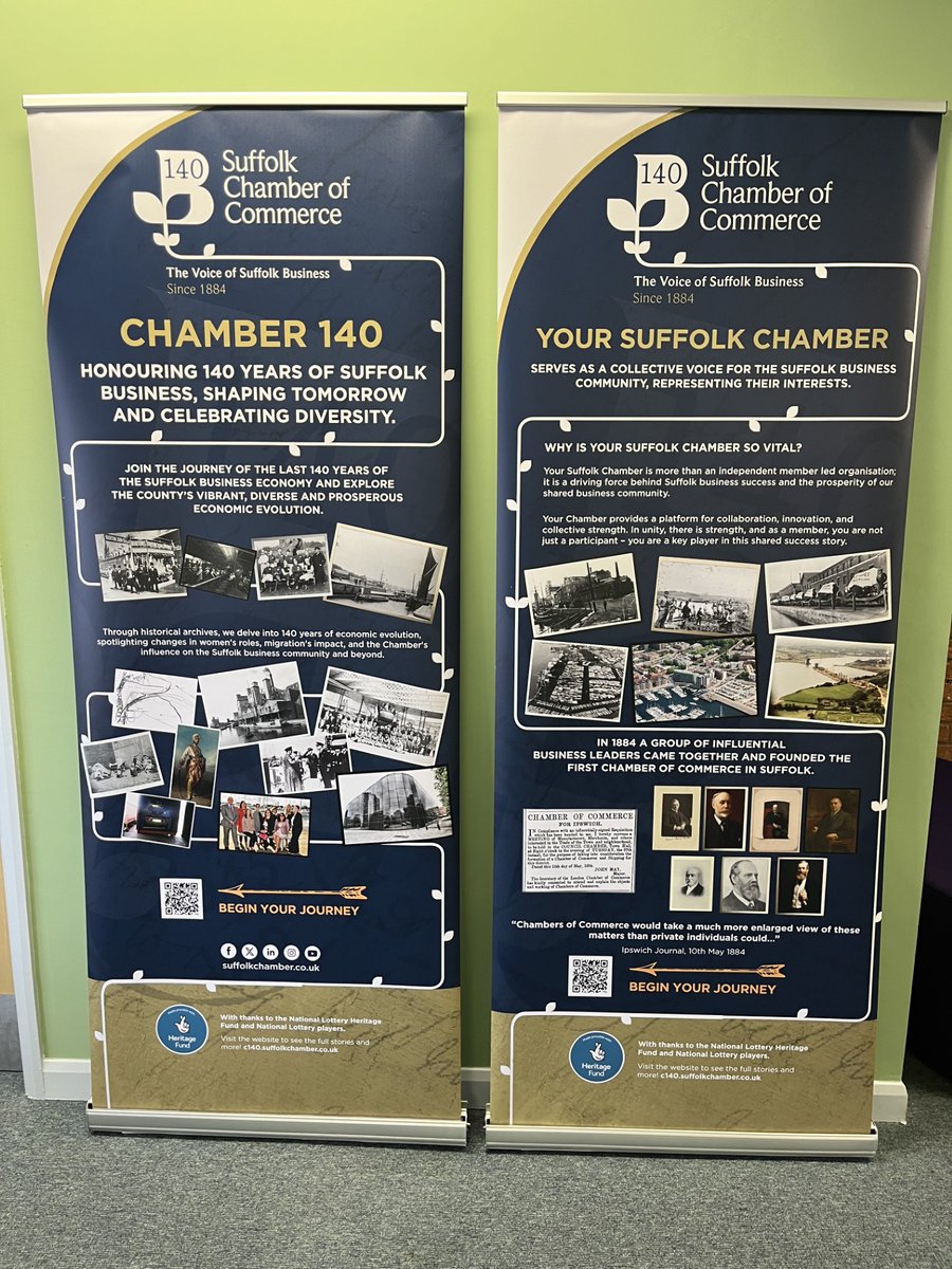 Honouring 140 years of Suffolk business, shaping tomorrow and celebrating diversity. The <a href="/suffolkchamber/">Suffolk Chamber of Commerce</a> exhibition will be in <a href="/NewmarketLib/">Newmarket Library📚</a> until the middle of July. Final panel is being delivered next week.