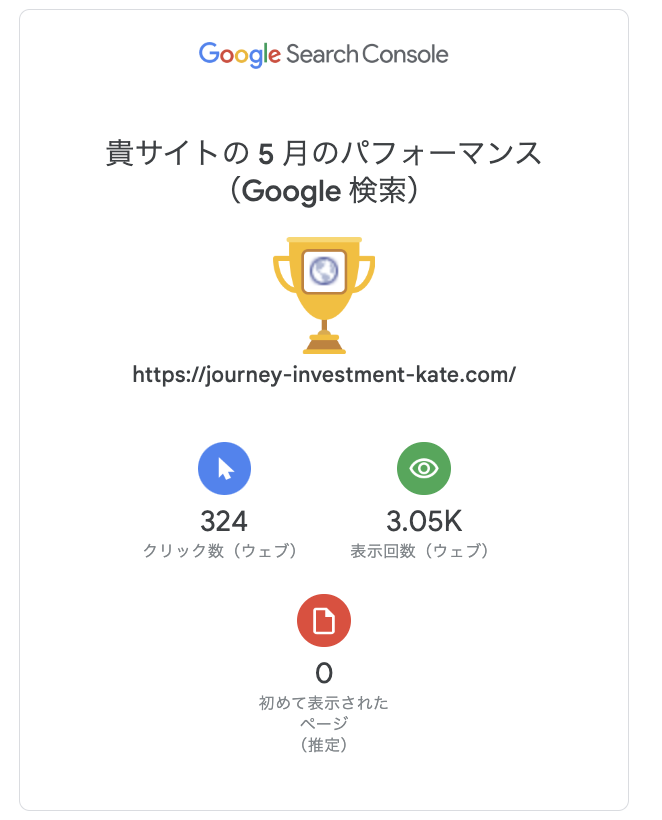 kate_thx's tweet photo. 【2024年5月Monthly Report】📷
サイトクリック数・表示回数が大幅に増加しました！               今月も頑張ります！                                

https://t.co/1W6TamSl8L 

#ブログ書け 
#googlesearchconsole #google https://t.co/SH92F2K5Ix