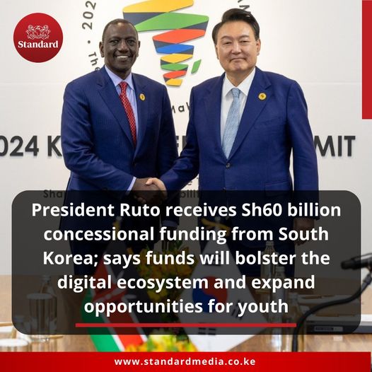 #HabariZaSasa President Ruto receives Sh60 billion concessional funding from South Korea; says funds will bolster the digital ecosystem and expand opportunities for youth. standardmedia.co.ke #MaishaNiBoraZaidi #RadioZaidiYaRadio