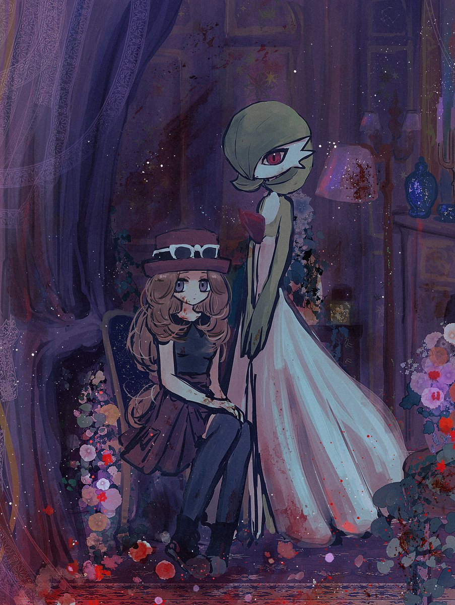 サーナイト ,セレナ(ポケモントレーナー) 「こっちはカロスの争いの歴史差分 ※血」|ほりのイラスト