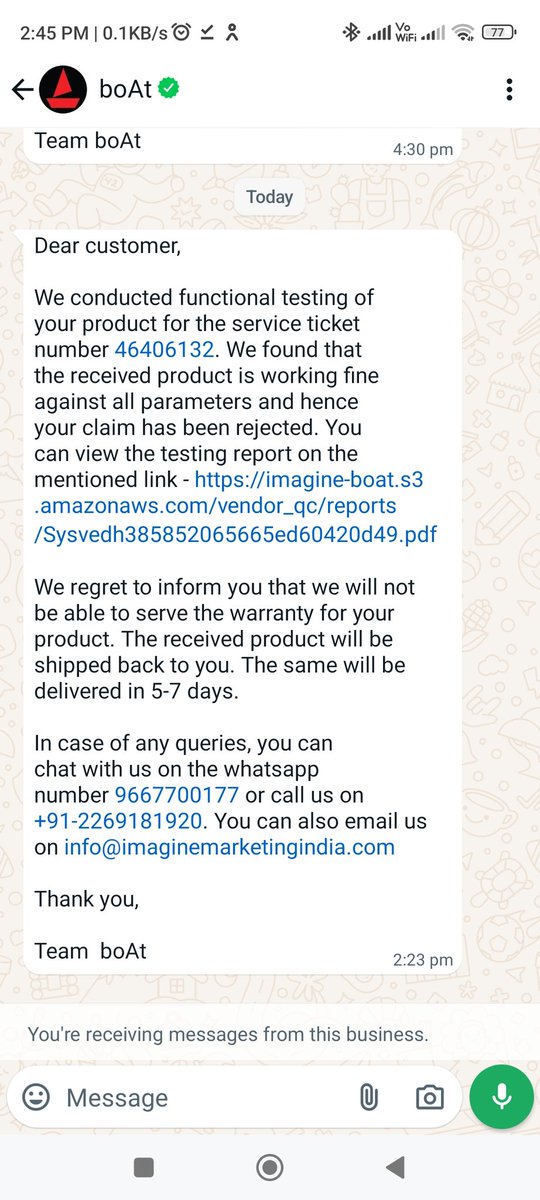 unez_ahmad's tweet photo. What is this @boAtSupport1 @RockWithboAt @amangupta0303 yesterday we got a message the issue is verified but today we got a message all ok that's not fair worst experience plz help. The problem is sound is disbalance in left bud sound is high and in left bud sound is low. https://t.co/RKLiCLwGjA