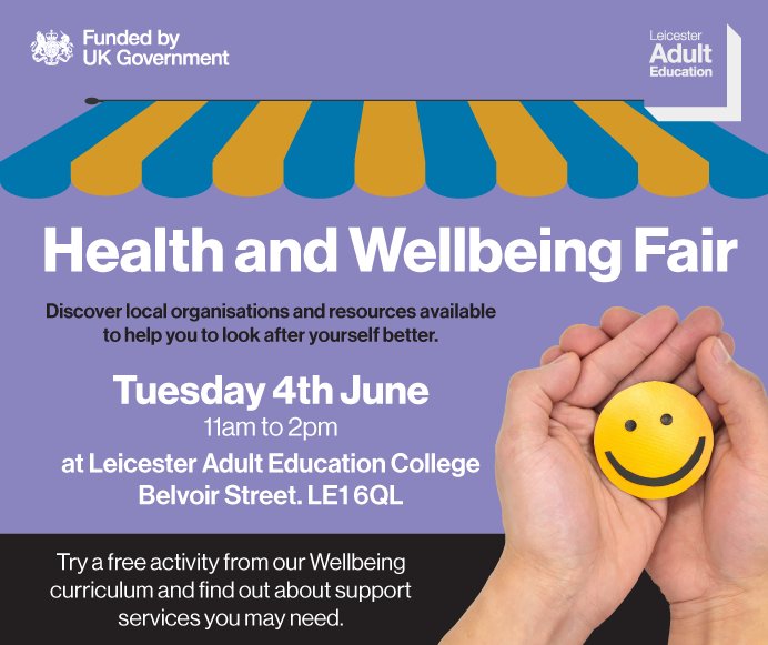 HWLL_Dulna's tweet photo. At the Health and Wellbeing fair at Leicester Adult Education College! Chat with us about volunteering opportunities and share your experiences about local health and social care services. Your stories matter! #VolunteerWithUs #HWLL https://t.co/h06rHgE3js