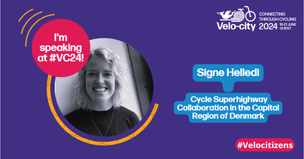 Coming up @VeloCitySeries 12:00 - 13:00 CUBERDON (Orange room) "Regional cycling networks: Strategies and governance models to connect urban and rural areas" with Signe Helledi, Cycle Superhighway Collaboration in the Capital Region of Denmark 
#VC24 #Velocitizens