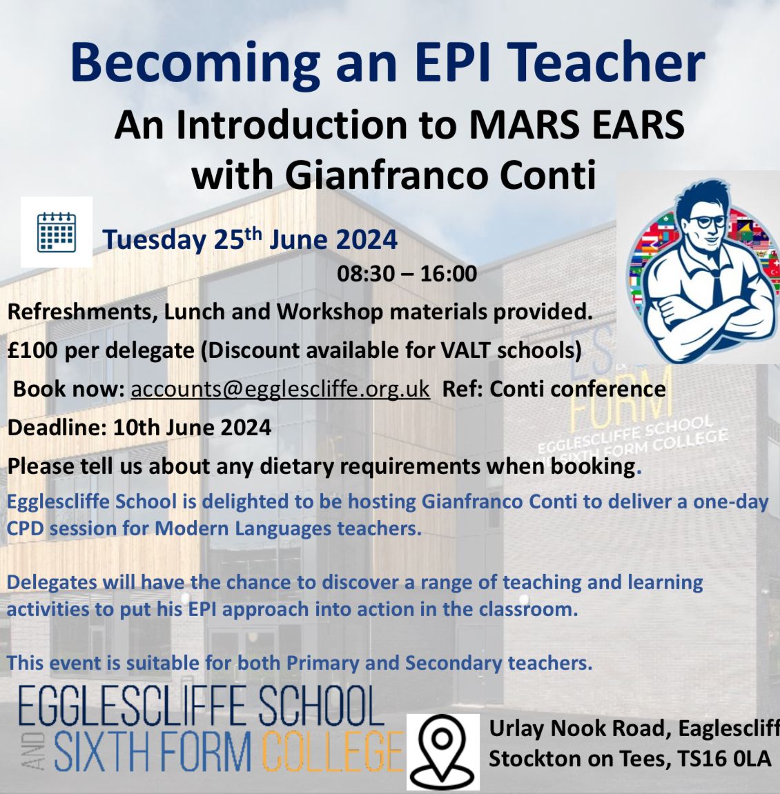 📣📆 A reminder that there is one week left to book a place for this exciting CPD opportunity - a 1-day conference for MFL teachers. Email accounts@egglescliffe.org.uk to book 📧