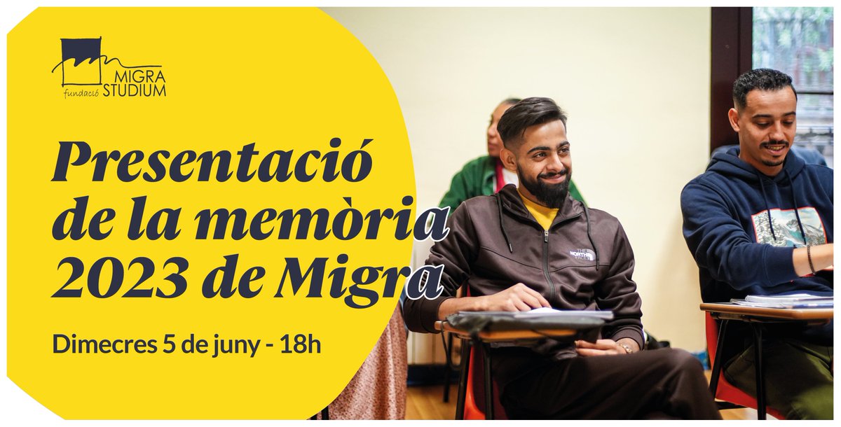 MigraStudium's tweet photo. 🗣️Demà presentem la memòria d'activitats 2023, en un acte senzill on mostrarem el que vam fer l'any passat, posarem rostre a la missió i compartirem l'impacte que té Migra en la història de les persones que atenem. T'hi esperem!
#somacollida #portaoberta #hospitalitat #acollida https://t.co/BMXAMYf4M9