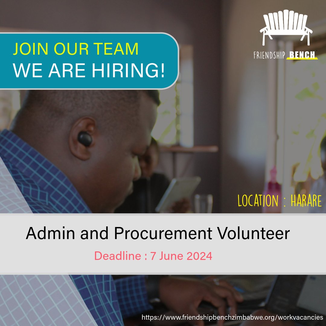 📌 We are #Hiring - Admin and Procurement Volunteer (x 1)
🚩 Applications close 7 June 2024, 12pm (CAT)

FULL TERMS OF REFERENCE HERE 👇 
ow.ly/gfB250S8aN8
