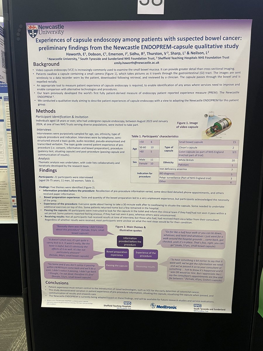 Just arrived at #CRUKEDConference24 and great to see some of the <a href="/colospeedstudy/">COLO-SPEED</a> work on patient experience for #capsuleendoscopy