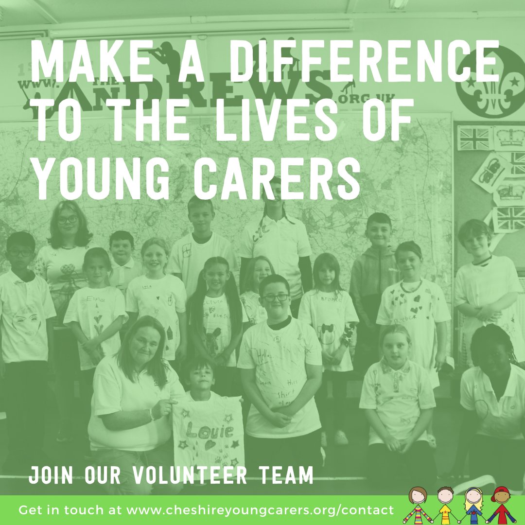 Make a difference to the lives of young carers! 😊
We have regular activity groups across Cheshire &amp; need additional support of volunteers to run evening sessions &amp; after school clubs.
Think you can help, please get in touch via our website cheshireyoungcarers.org/contact #volunteersweek