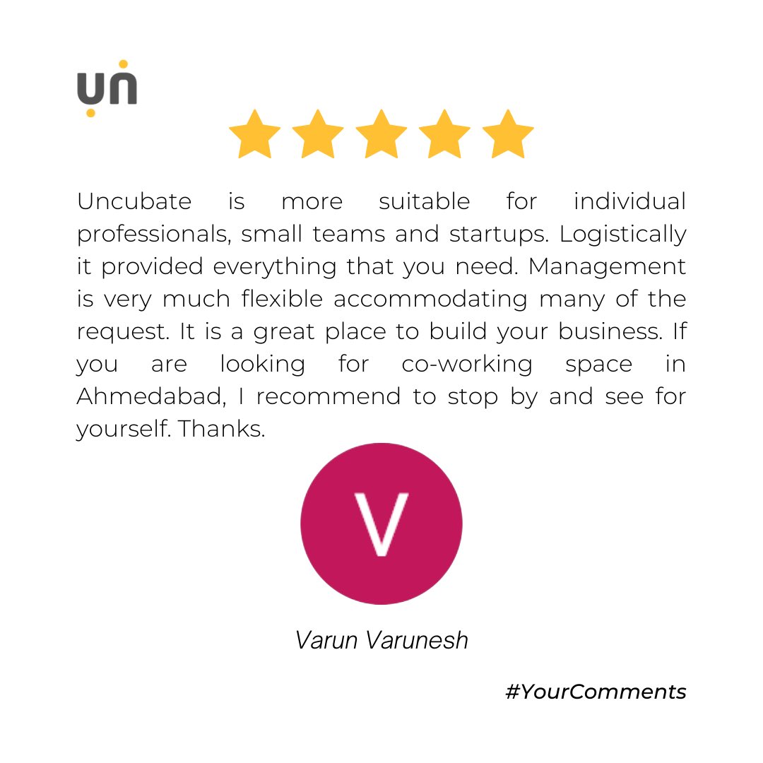 uncubate's tweet photo. Share what you feel at: https://t.co/goqp0d71o0 because ur reviews on our business page not only help us grow but also motivate us to keep getting better and better! 🙌✨ 

#Motivation #coworkingspace #cowork #coworking #coworkingindia #ahmedabad #productivity #coworkers #reviews https://t.co/lzJVAHP8gQ