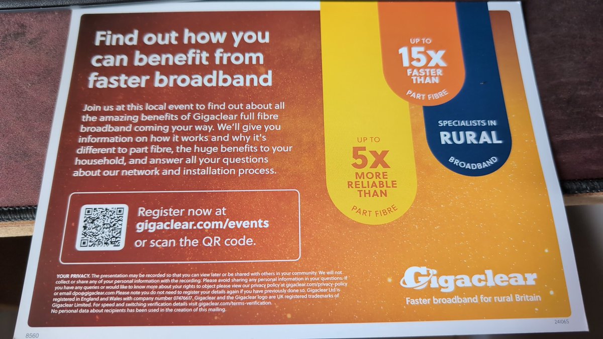 grebble's tweet photo. Hey, @gigaclear. I've just received this through the post, addressed to The Resident. I'm already a customer of yours. Might it be sensible to keep costs down by excluding existing customers' addresses from your mass mailings? It might keep costs down a bit. https://t.co/I94sse62uR