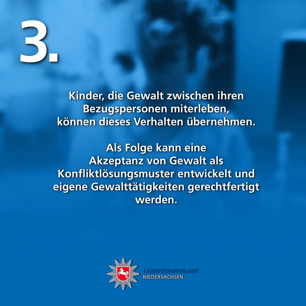 Weltweit erleben allein 300 Millionen Kinder zwischen 3 und 4 Jahren alltäglich körperliche oder psychische Gewalt durch Erziehungsberechtigte – also durch genau die Menschen, die für den Schutz der Kinder verantwortlich sind. 
Häusliche Gewalt ist KEINE Privatsache!