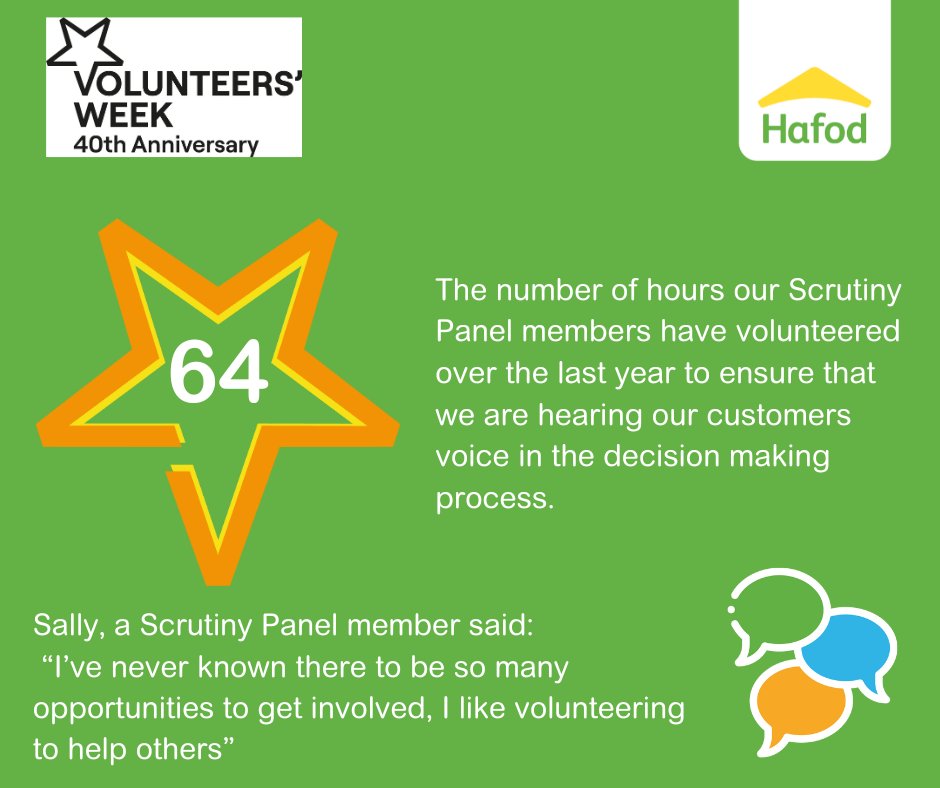 We'd like to give a shout out to our Scrutiny Panel members as we celebrate Volunteers' Week 2024!

Our Scrutiny Panel members kindly give up their time to help ensure we hear our customer voice in our decision making processes.

#volunteersweek