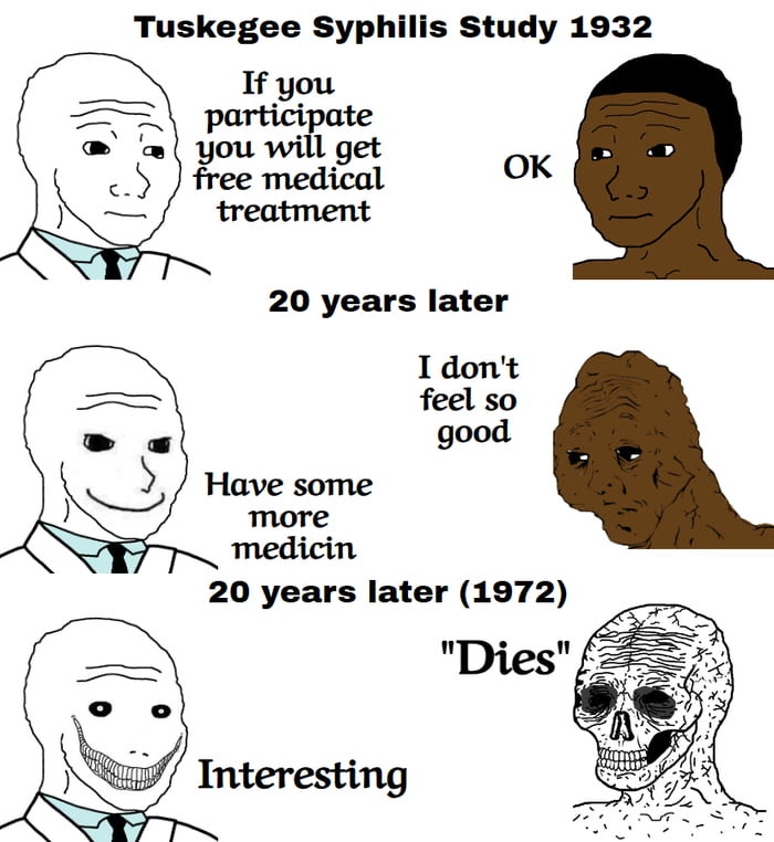 On Conspiracy Theories and The Tuskegee Syphilis Study

I’m not a conspiracy theorist by any stretch of the imagination. However, during the Tuskegee Syphilis Study, anyone saying, “Don’t trust the government, they’re poisoning you,” would probably have been called a conspiracy