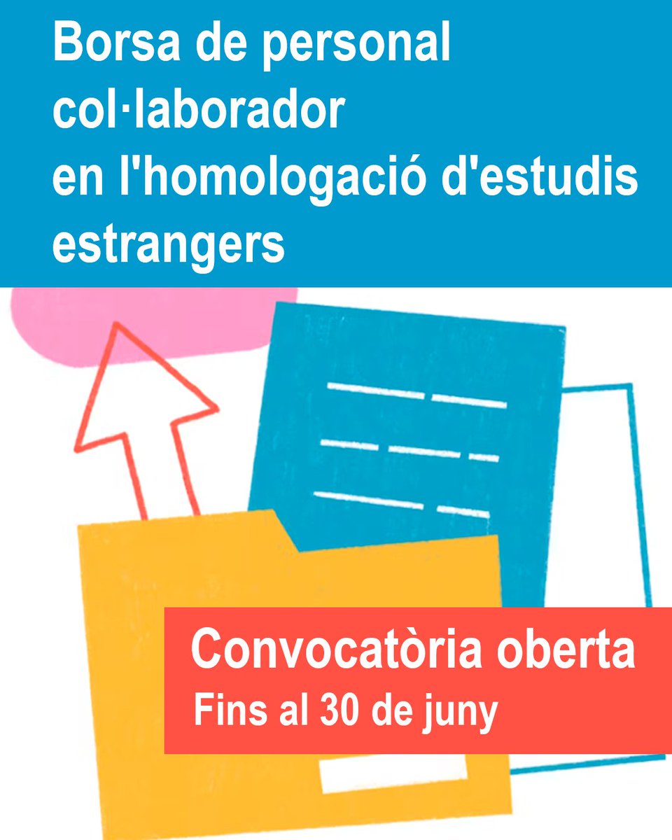 S'obre la convocatòria per a professionals docents que determinin l'equivalència d'estudis estrangers no universitaris d'arreu del món amb els del sistema educatiu de Catalunya. Voleu saber-ne més? 📅 Fins al 30 de juny 🔗 ow.ly/uVS750RXO9H #AlsCentres