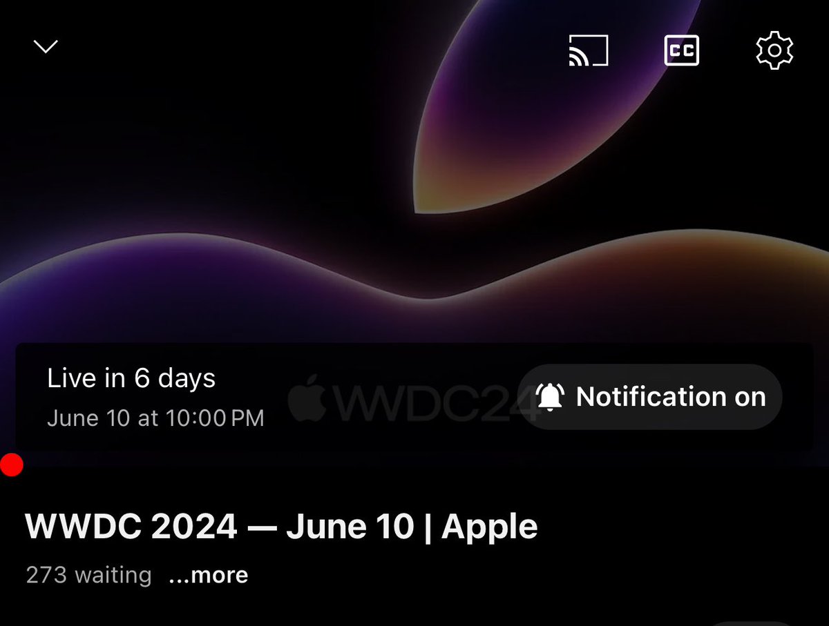 appleinsider's tweet photo. YouTube placeholder for #WWDC24 👀 https://t.co/KT9O22GzMi