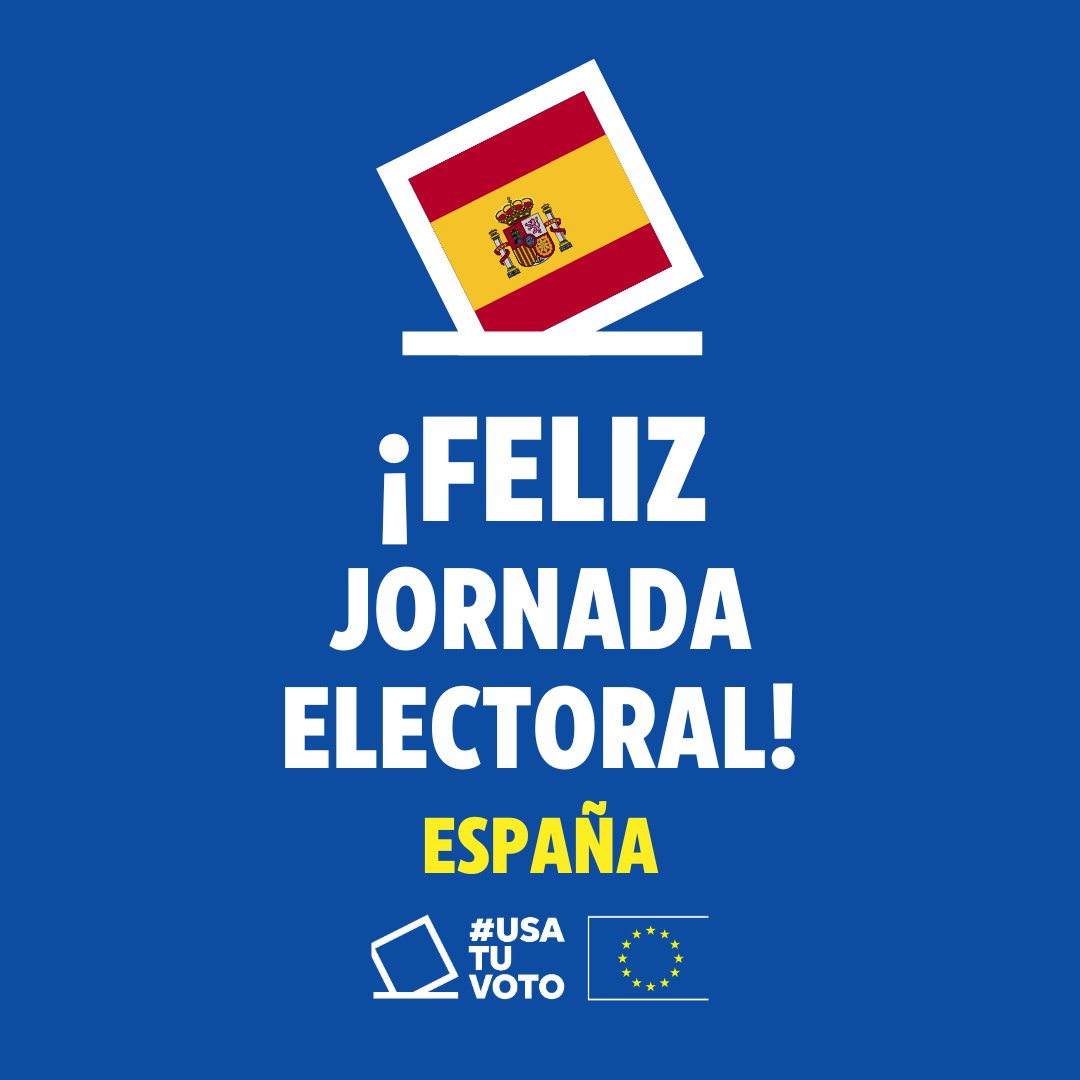 🇪🇸 🇪🇺 ¡Feliz jornada electoral, España!

De 9:00 a 20:00 estarán abiertos los colegios electorales en España.

Para conocer los resultados consulta regularmente nuestra página web results.elections.europa.eu/es/resultados-… 

#Usatuvoto #EleccionesUE2024