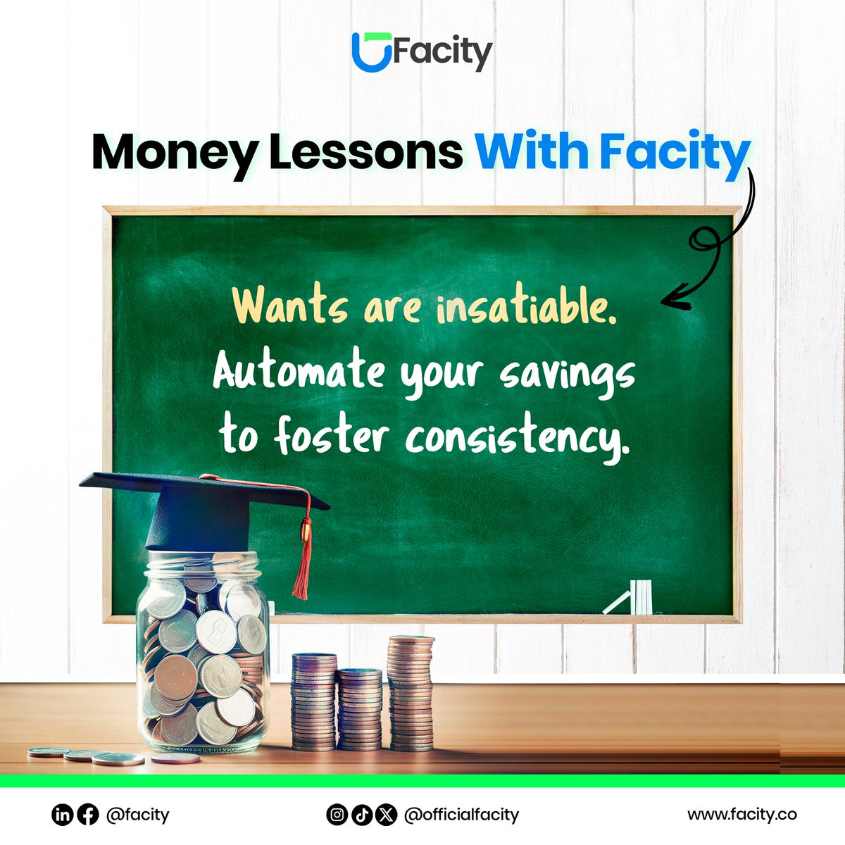 officialfacity's tweet photo. Understanding the nature of insatiable wants is crucial for financial success. 🥇
By automating your savings, you create a reliable and consistent habit that ensures financial security.
With the Facity app, you can achieve all this and more. Get ready for Facity.🫰
#Facity https://t.co/10rXjTsVf0