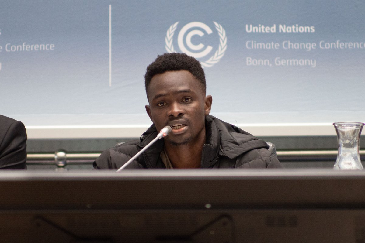 “Recently in South Sudan schools were closed for almost two weeks due to heat waves… and children also died as a result…#ClimateFinance is crucial, countries have the solutions.” <a href="/OmonukN/">Nicholas Omonuk</a> of @YONUGO on recent #LossAndDamage impacting children in Africa and what is needed.