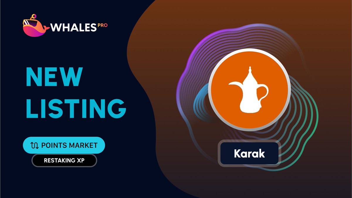 Points Market listings: @Karak_Network Restaking XP Trade your XP now on Whales  Market: https://t.co/QDBZqgU3mF