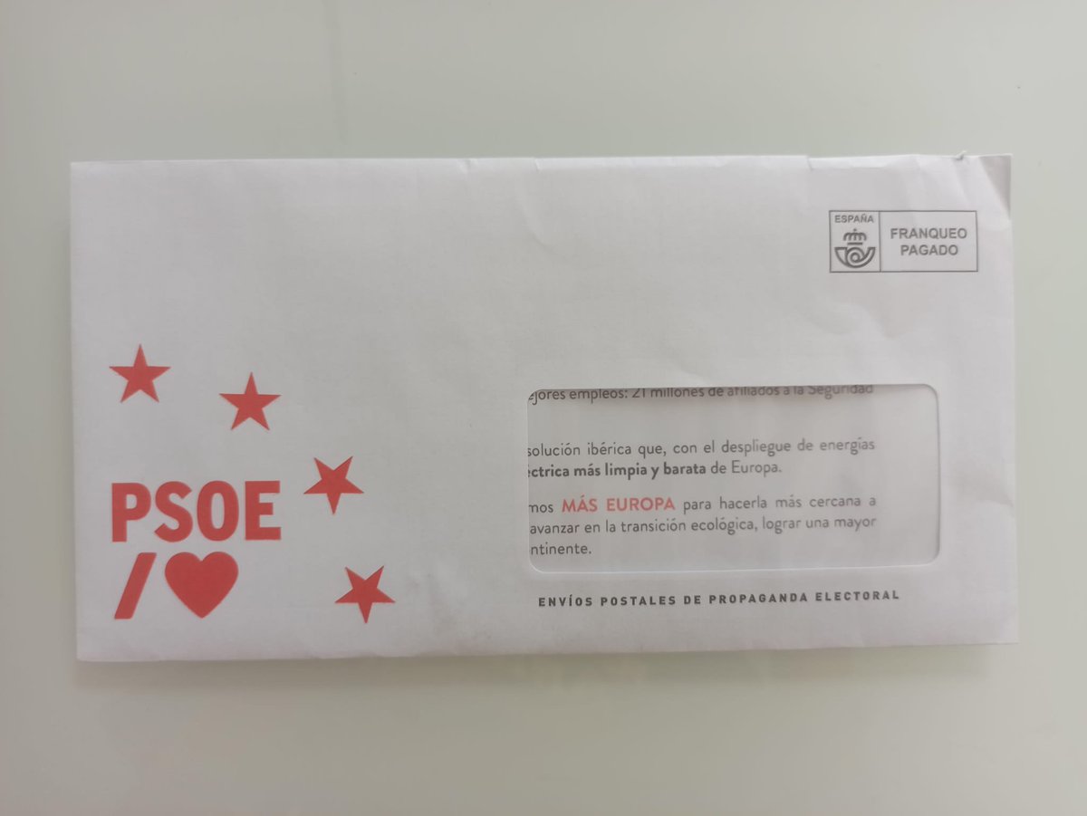 ‼️ ALERTA DE ESTAFA 

Si recibís este sobre en casa, NO es una carta de recomendación de Begoña Gómez para recibir dinero público, es propaganda del PSOE.