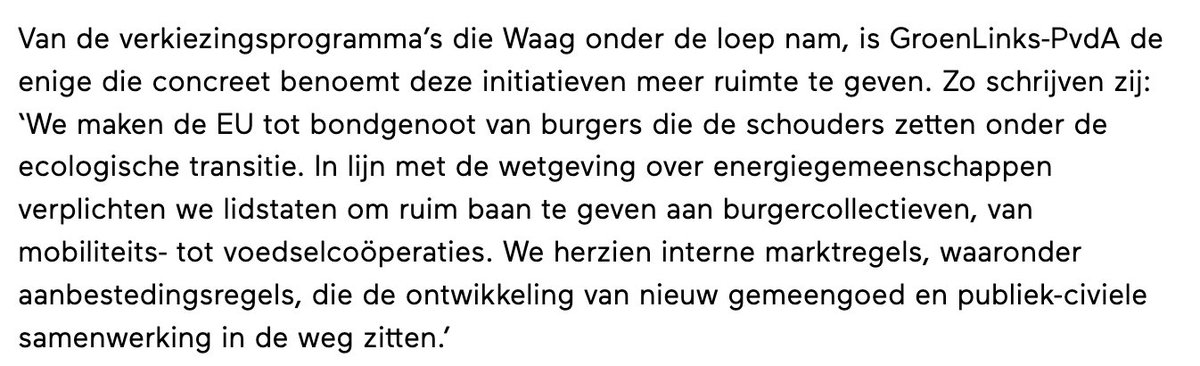 Mooie analyse van <a href="/waag/">Waag Futurelab</a> over Europese verkiezingsprogramma's en de rol van lokale initiatieven:

"Van de verkiezingsprogramma’s die Waag onder de loep nam, is GroenLinks-PvdA de enige die concreet benoemt deze initiatieven meer ruimte te geven."

waag.org/nl/article/waa…