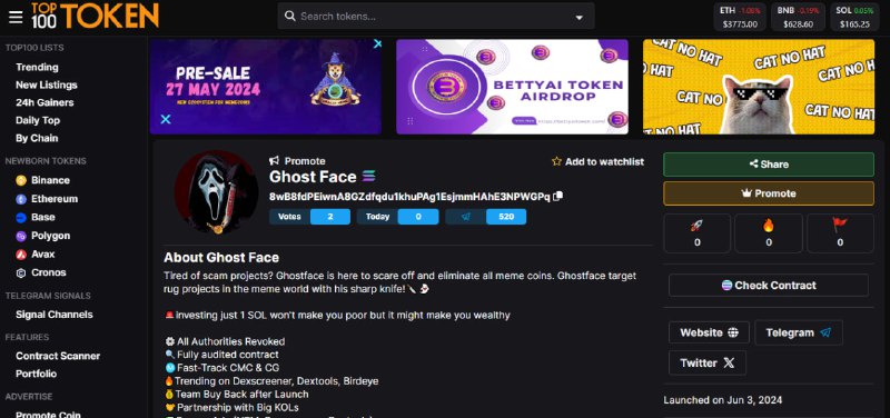 👻👻 Ghost Face is now listed on Top100Token! 

👻👻 Track $Killer here: top100token.com/address/8wB8fd…

🤝 Show your support by adding Killer to your watchlist