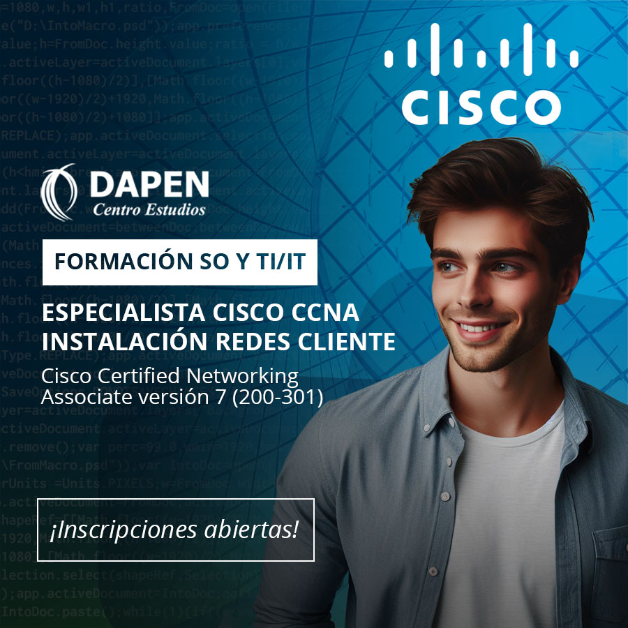 DAPENFORMACION's tweet photo. CURSO DE ESPECIALISTA CISCO CCNA INSTALACIÓN REDES CLIENTE

Fórmate  como Administrador de Redes con el curso de CISCO CCNA.

Más información en: https://t.co/LAIESauTHz https://t.co/2c7MFUlqgs
