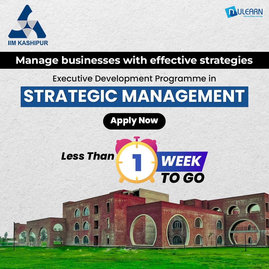 nulearnedu's tweet image. Hurry up!

@IIMKsp&apos;s Executive Development Programme in Strategic Management will commence in less than a week! Visit our website or call us on 7669629222 to learn more...

tinyurl.com/34743hu6

#certification #professionaleducation #strategicmanagementcourse #IIMKashipur