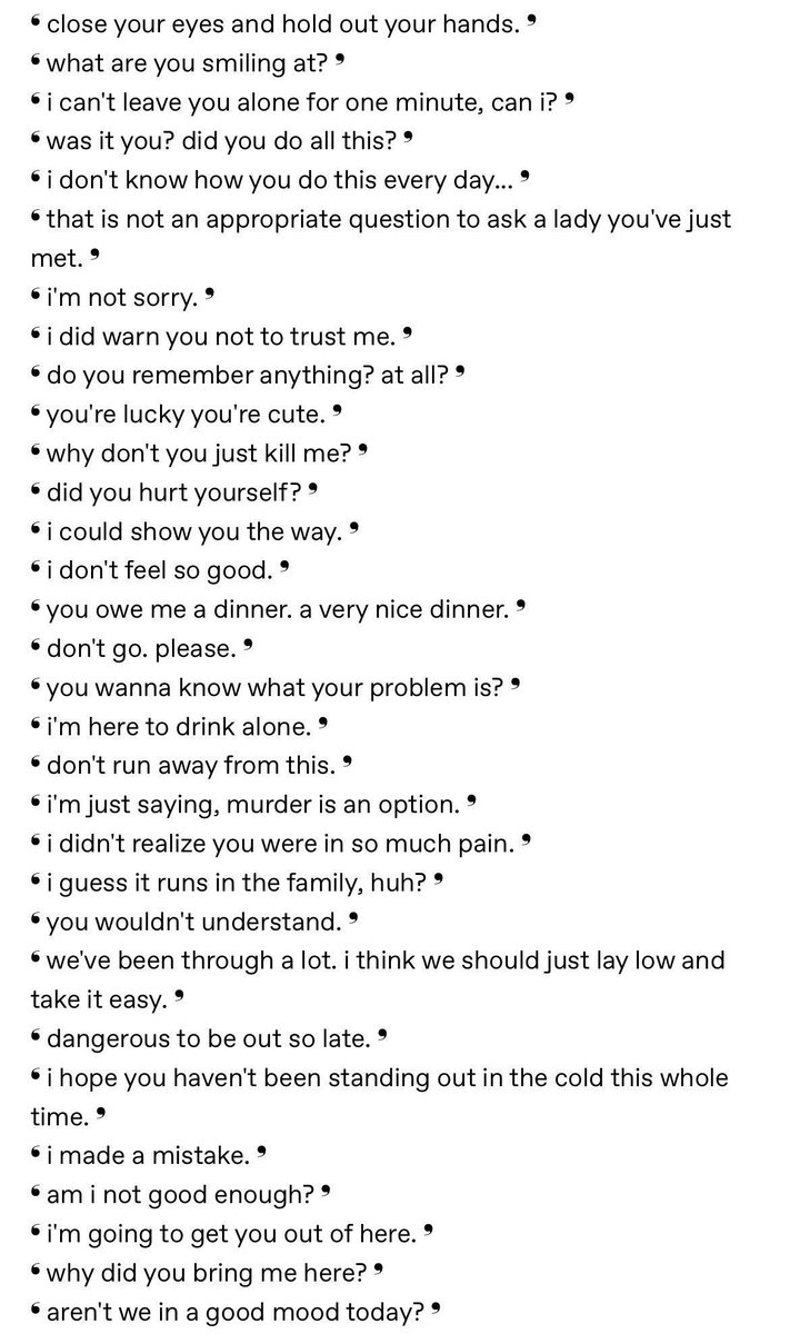 ᅠ
ᅠ    𝑠.t̲arter     call.⠀

𝓵i̲𝙺𝙴   ..    〔   *   ♡      〕  for  a randomized one sentence starter.     ‘    ↺     ’    𝓻etweet  to plot a connection before—hand.   *    𝒎utuals  𝗼𝗻𝗹𝘆.   
ᅠ