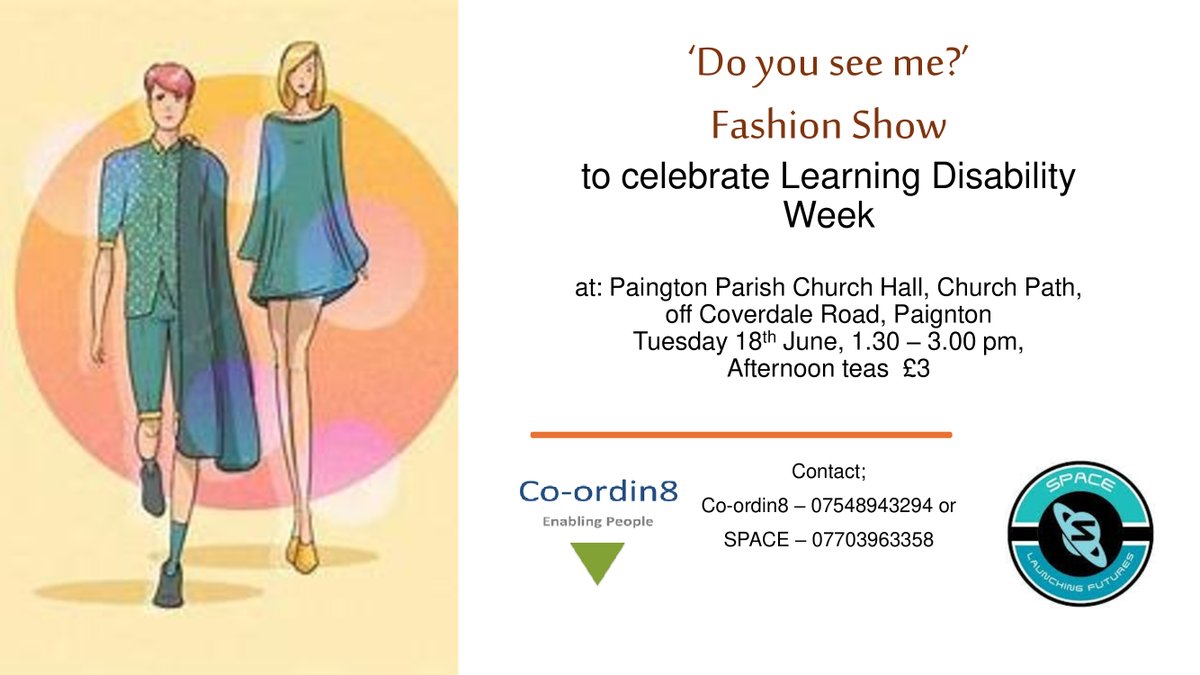 Ordin8Co's tweet photo. Join us for the Do You See Me Fashion Show on 
📅Tuesday 18 June to celebrate #LearningDisabilityWeek | #Torbay #Paignton #LD https://t.co/19hJNOJTRM