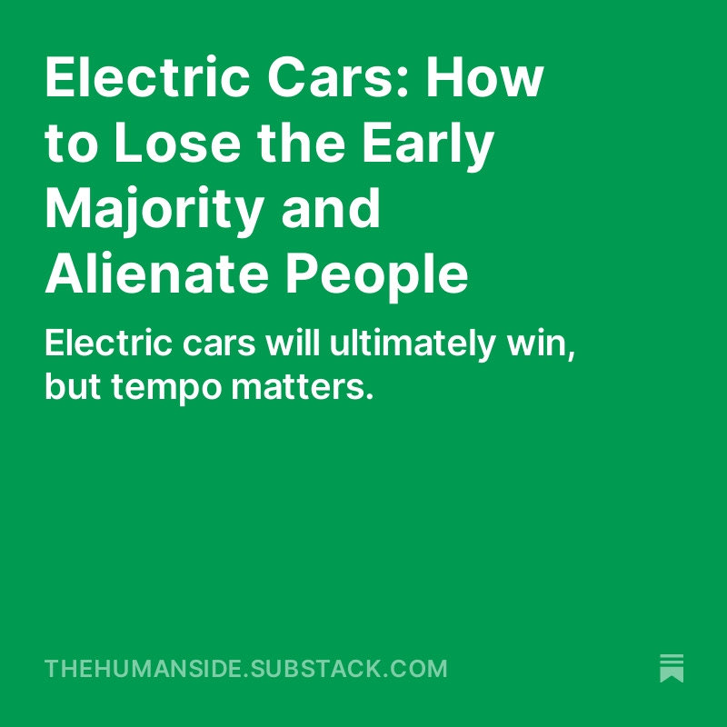 The #energytransition and #netzero is about tempo. For individual companies in the market, most of which have now internalised that #EVs are the future, navigating the transition and coming out on top of the competition is a matter of survival.

thehumanside.substack.com/p/electric-car…